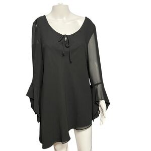 Vintage Another Thyme - Womens Asymmetrical Bell Sleeve Blouse Sz 14